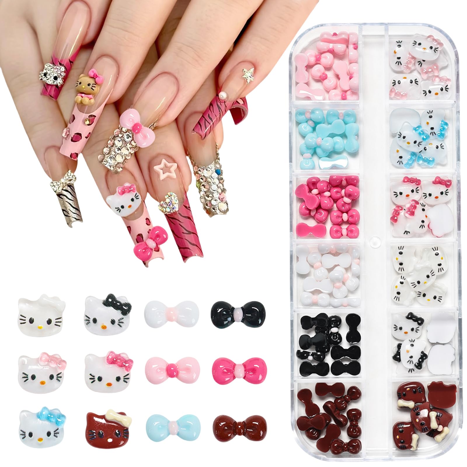 Amazon.co.jp: ネイルパーツ キティ リボン 1ケース入り 可愛い 大きい